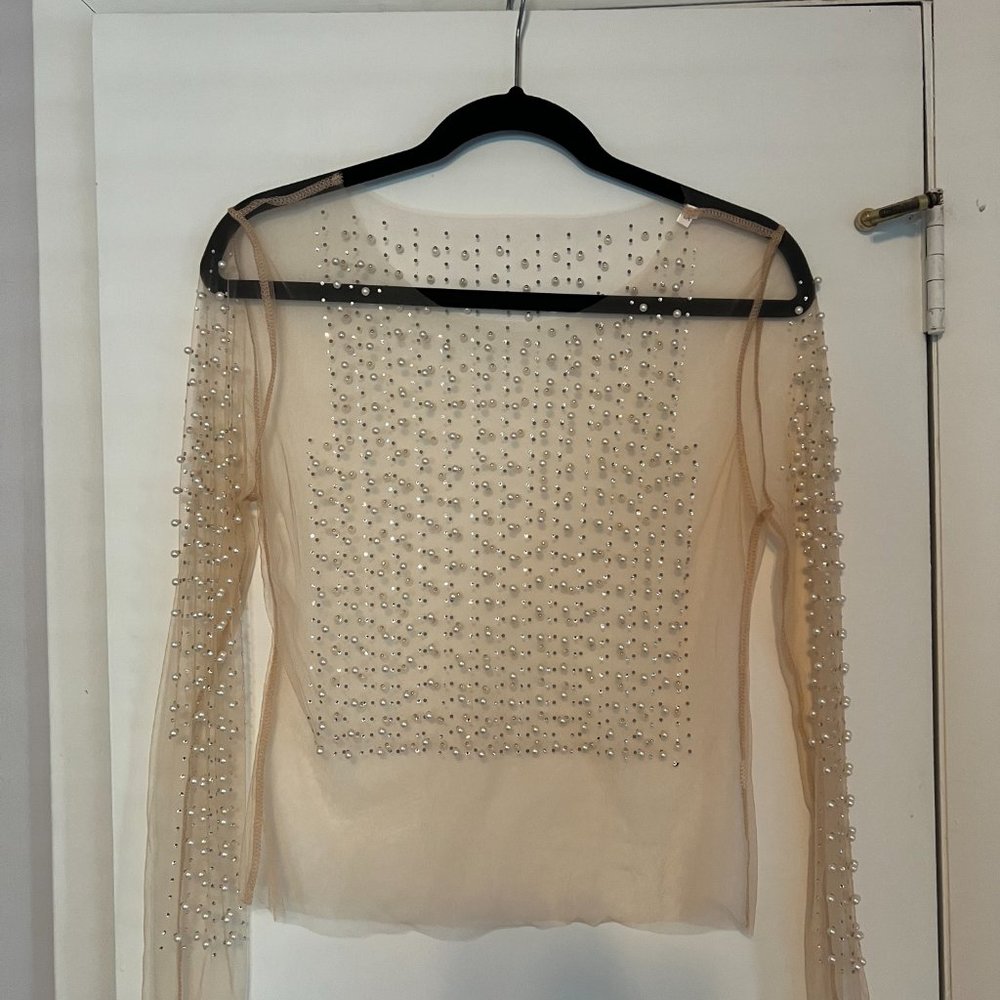 Nude Pearl & Diamond Shirt Size M - Never Worn